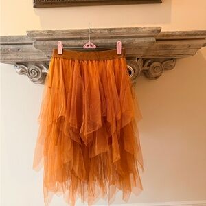 Flirty burnt orange layered tulle skirt